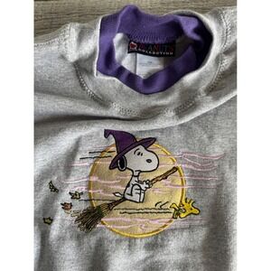 Peanuts Snoopy Witch Halloween Sweatshirt Gray Purple Mock Neck Vintage XXL